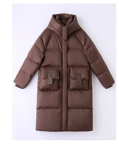 Mid to Long Down Jacket Knee Length 2024 Winter New Item Thickened Warm Fashionable Loose Versatile Jacket Women's Solid Color