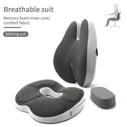 Comfortable Office Chair And Lumbar Support Pillow Set Memory Foam Seat Cushion Set Waist Protective Pad Office Reclining Pillow