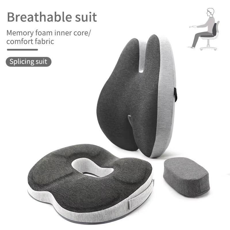 Comfortable Office Chair And Lumbar Support Pillow Set Memory Foam Seat Cushion Set Waist Protective Pad Office Reclining Pillow