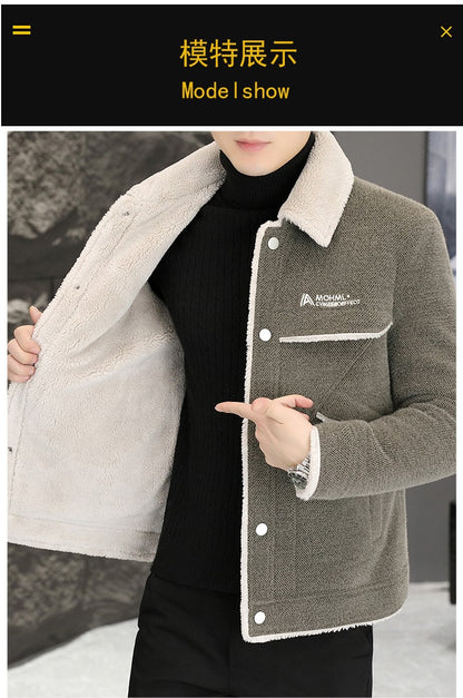 2023 Winter Men's Woolen Jacket Plus Velvet Padded Warm Trench Coat Fashion Casual Business Streetwear Overcoat Men Clothing