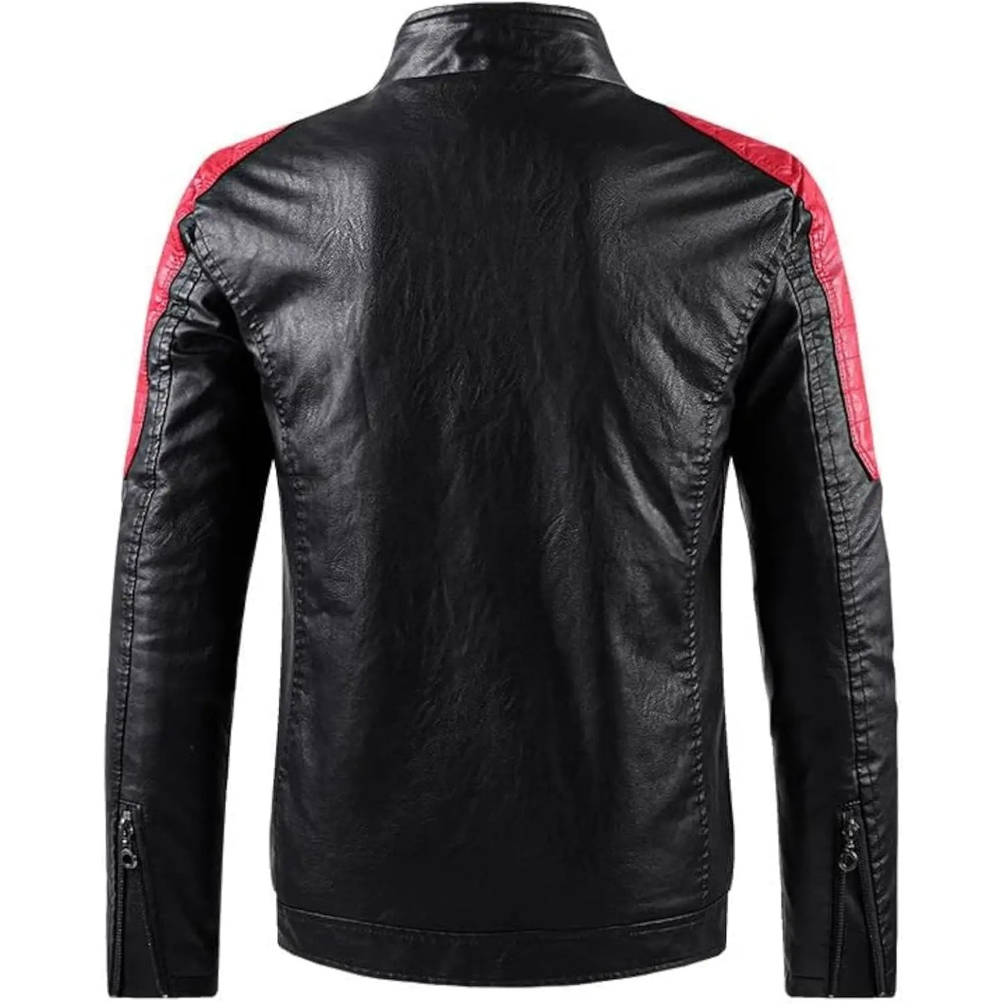 Aviator Full Zip Outerwear Men's Stand Collar Leather Jacket Fall Trendy Color Coats Block Motor Biker Jacket Classic Jacket