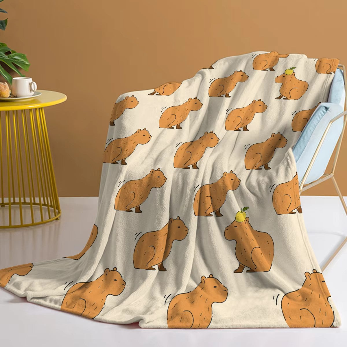 Trembling Capybara Printed Throw Blanket Plush Fluffy Flannel Fleece Soft For Sofa Couch Bed