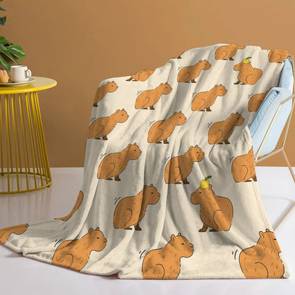 Trembling Capybara Printed Throw Blanket Plush Fluffy Flannel Fleece Soft For Sofa Couch Bed