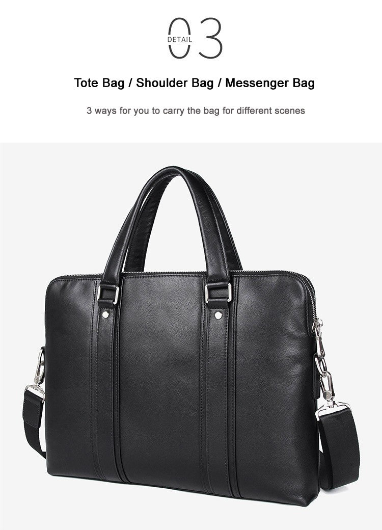 Pasta de Couro Genuíno de Luxo para Homens, Bolsa de Couro para Negócios, Bolsa para Laptop de 15,6", Pasta de Escritório Masculina, Porta-Documentos, Bolsa de Ombro