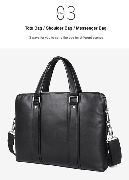 Pasta de Couro Genuíno de Luxo para Homens, Bolsa de Couro para Negócios, Bolsa para Laptop de 15,6", Pasta de Escritório Masculina, Porta-Documentos, Bolsa de Ombro
