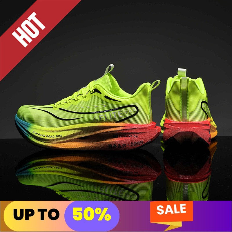Fluorescence Running Shoes CarbonBoard Marathon Men Sports Breathable Women's Comfortable Athletic Casual Sneakers WearResistant