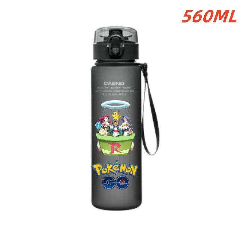 Copo de água Pokémon de 560ML, anime portátil, infantil, fofo Pikachu Gengar, garrafa de água de plástico para esportes ao ar livre, grande capacidade, presentes