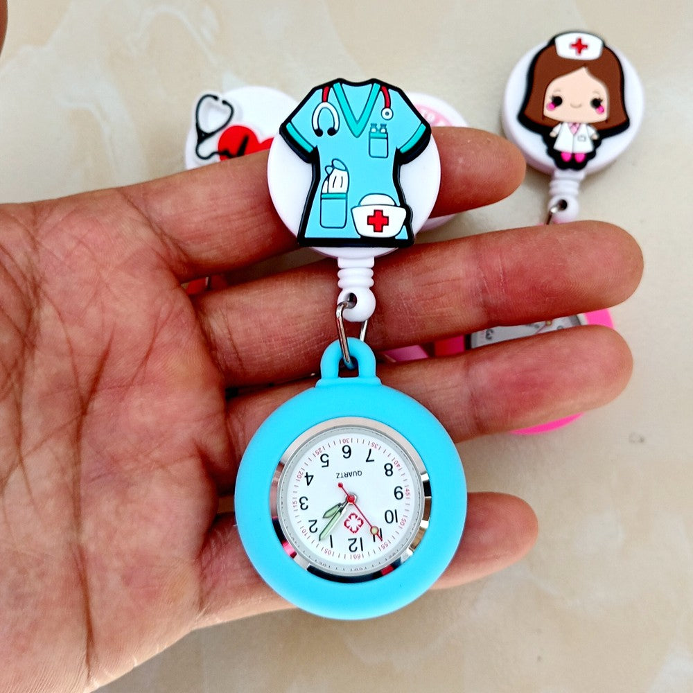 Lovely Hospital Medical Nurse Doctor Icons Cartoon FOB Pocket Watches Fashion Accessories Unisex Women Mens Clip Hang Clock Gift
