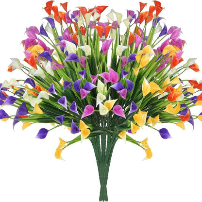1/2/5Pcss 33cm Artificial Calla Lily Bouquet Plastic UV Protection Calla Lily Artificial Flowers Fake Plant Home Room Decor