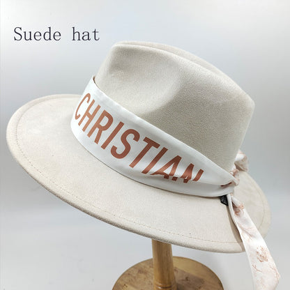 Chapéu Fedora Pintado à Mão Masculino e Feminino Chapéu Panamá Moda Primavera Outono com Pena Envolta Chapéu Fedora de Lã com Aba Grande