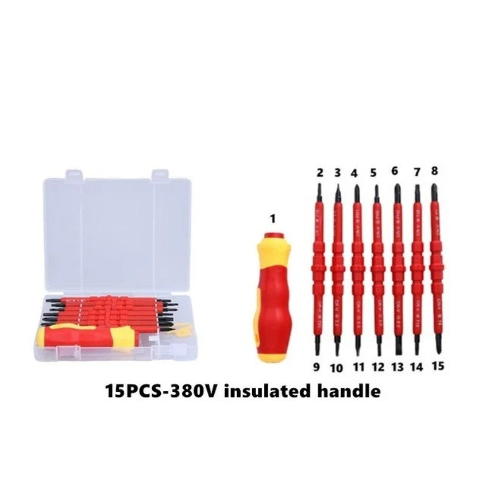 Kit de Ferramentas para Eletricistas 13/15pçs 1000V Chaves de Fenda Isoladas Intercambiáveis Magnéticas com Pontas Fenda Kit de Reparo para Eletricistas