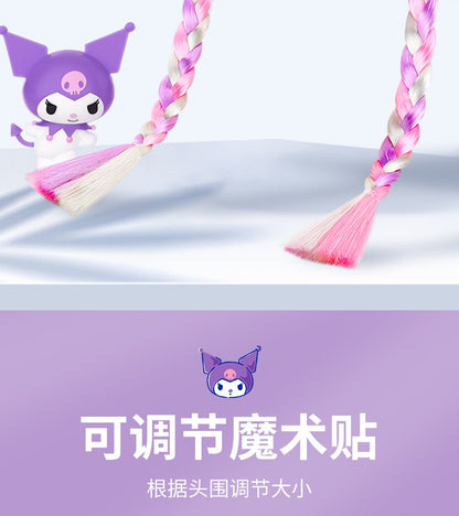 Sanrio Kuromi Baseball Cap Summer Sun Hats for Girl  Breathable Visor Hat  Kawaii Wig Braid Cute Kids Children Aged 5-10 Sunhat