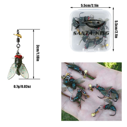 10/20 Peças Isca de Pesca com Mosca Biônica com Hélice Giratória, Lâmina Giratória, Lâmina de Metal Rotativa, Anzóis para Pesca