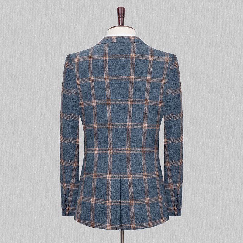 Men's Spring Autumn Wedding Suit 2024 Three-Piece Set Slim Fit Checkered British Style with Waistcoat And Trousers