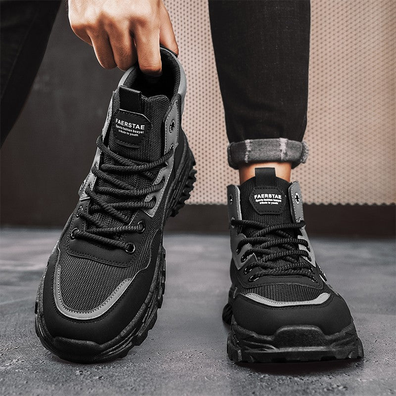 Botas de trabalho masculinas de inverno com cadarço, sapatos masculinos quentes de segurança, plataforma, tamanho 44, promoção, designer, antiderrapante, moda