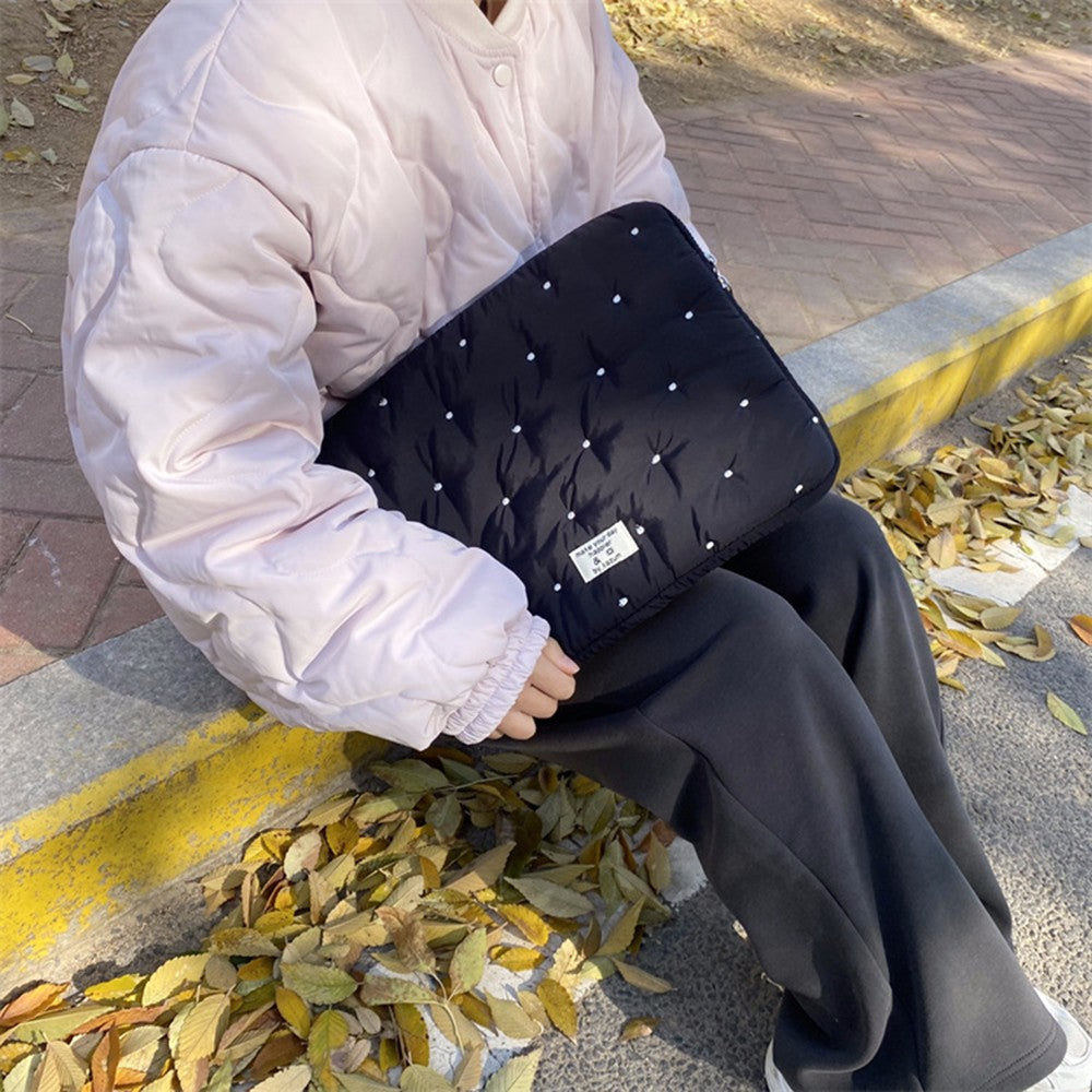 Laptop Sleeve Tablet Case 11 13 15 Inch, Embroidered Dot Pattern Padded Inner Bag for iPad MacBook, Notebook Protective Cover