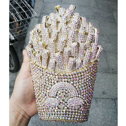 Chips Diamond Women Clutches Bags Lady Evening Clutch Bags Dinner Purse Party Handbag Crystal Evening Pink Yellow Bag SC798