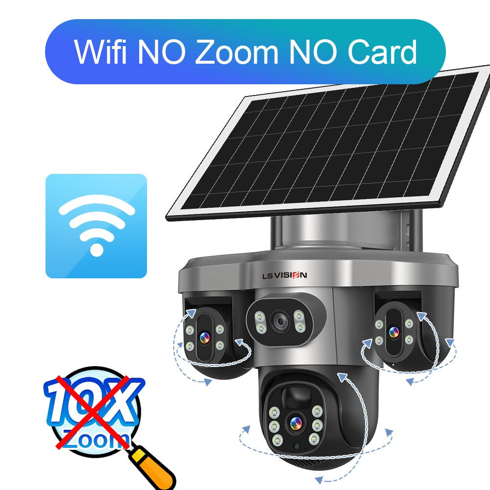 LS VISION 20MP 10X Optical Zoom Three PTZ Lens Solar Camera Outdoor WiFi/4G Three Screen Auto Tracking Security Cameras V380 Pro