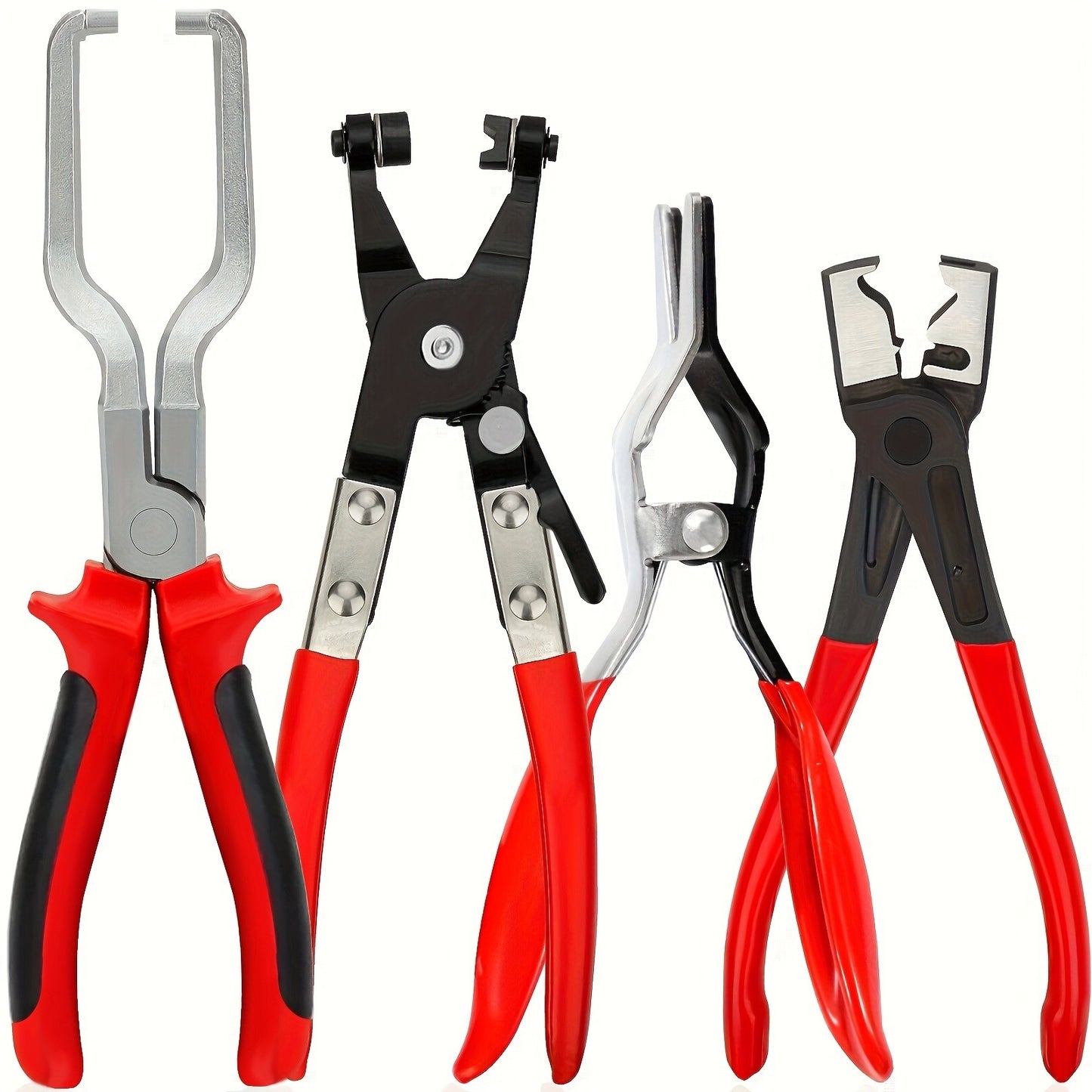 Conjunto Profissional de 4 Alicates para Abraçadeiras de Mangueira - Kit de Ferramentas para Desconexão e Remoção de Linha de Combustível para Reparo Automotivo