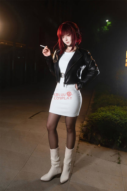 SBluuCosplay Tayama Yamada Cosplay Costume Smoking Behind the Supermarket PU Coat Dress Halloween Carnival Party Suit