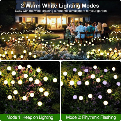 12Pack Outdoor LED Solar Lights Waterproof Starburst Solar Firefly Lights Lawn Lamp Garden Lamp for Path Landscape Decorative