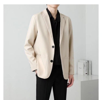 Men Suit Jackets Blazer Coat Slim Fit Smart Casual Autumn New Fashion Clothing Two Buttons Solid Color Korean Black/Khaki/Coffee