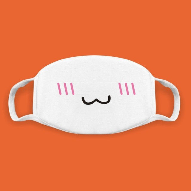 Super Cute Expression Smile Breathable Mouth Face Mask For Korean Black Kpop Unisex Kawaii Face Mouth Muffle Mask Cotton Anime