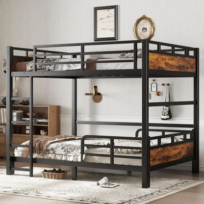 Double Decker Bunk Bed with Headboard and Full-Sized Safety Rail, Detachable Full-Size Bunk Beds, Sturdy Heavy-Duty Bunk Beds fo