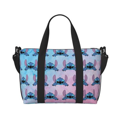Custom Large SLilo And Stitch Cartoon Tote Bag Women Anime Shopping Shoulder Beach Gym Travel Bag