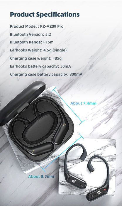 KZ AZ09 Pro True Wireless Headphones Bluetooth-Compatible 5.2 Upgrade Cable Wireless Earplugs Headset Noice Cancelling Earphones
