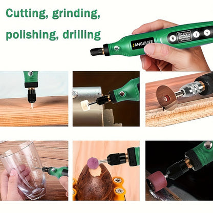 Mini Kit de Ferramentas Rotativas sem Fio, Caneta de Polimento Elétrica com 5 Velocidades e Múltiplos Acessórios Multifuncionais, Ferramenta Elétrica Recarregável USB