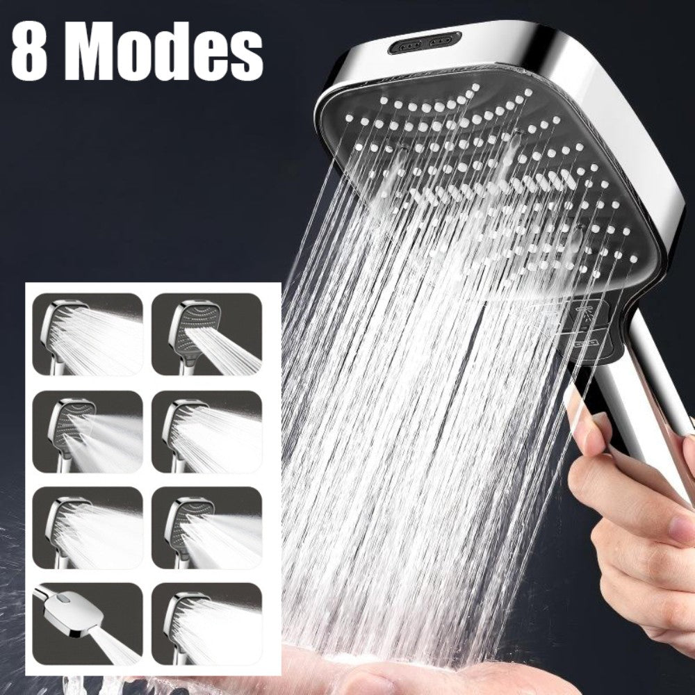 Chuveiro Turbo Pressurizado com 8 Modos, Painel Grande de 12cm, Chuveiro Econômico, Chuveiro com Filtro em ABS Reforçado à Prova de Explosão