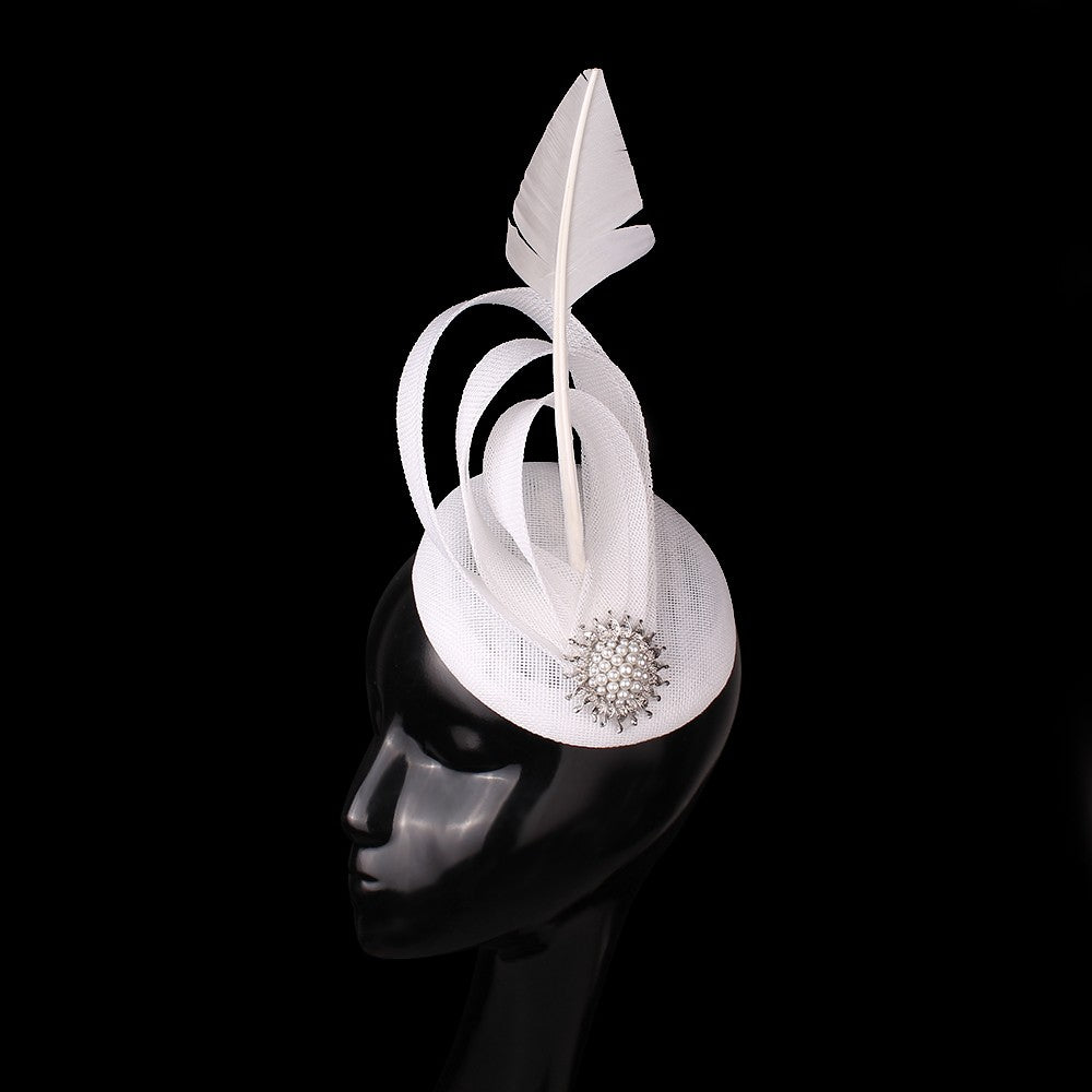 Champagne Imitação Sinamay Fascinator Chapéu Elegante Acessório de Cabelo de Casamento para Mulheres com Grampo de Cabelo para Coquetel Dia de Corrida