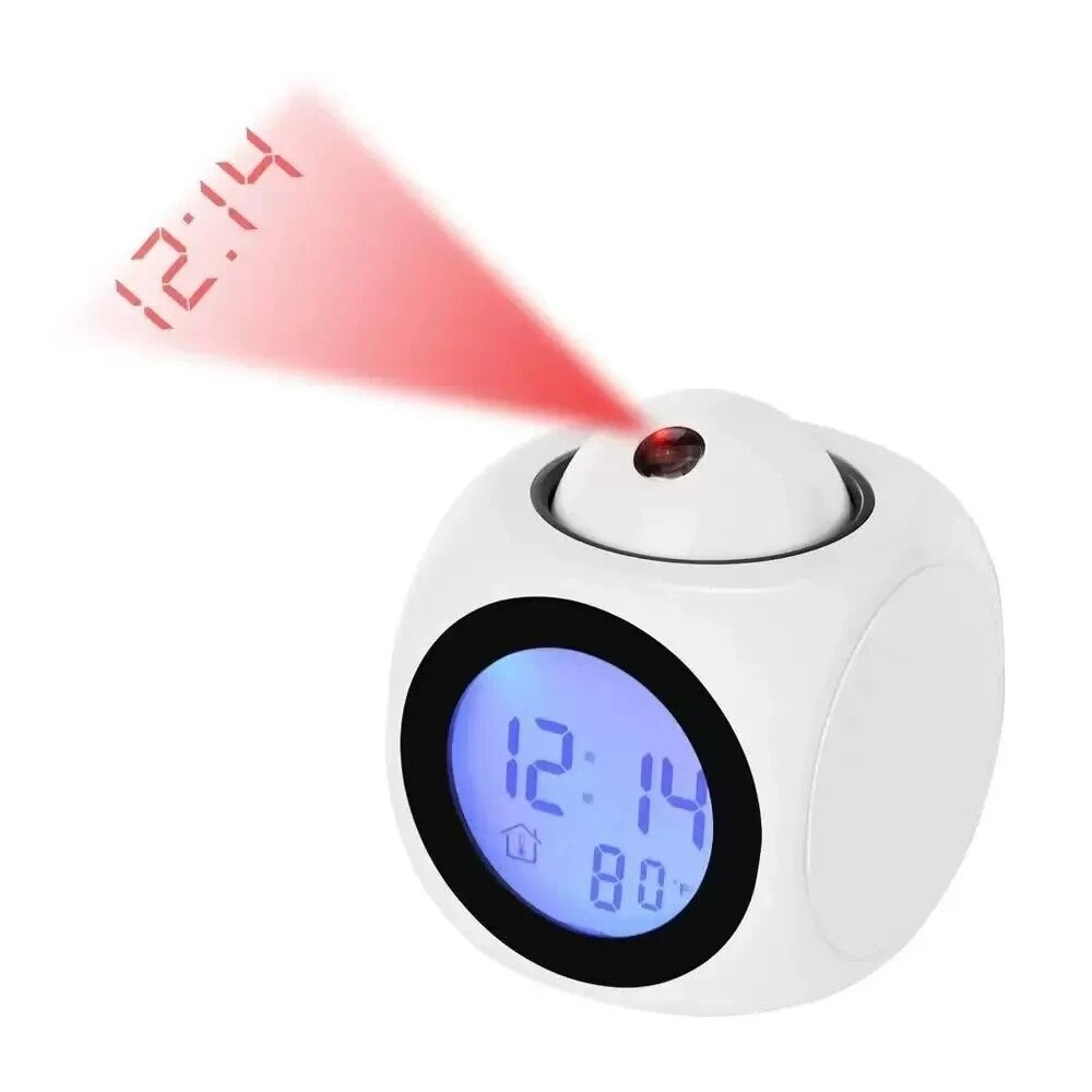 1PCProjection Alarm Clock Ceiling Display Snooze Desk Table Clock Voice Multifunction Digital Projection Clock Temperature Displ