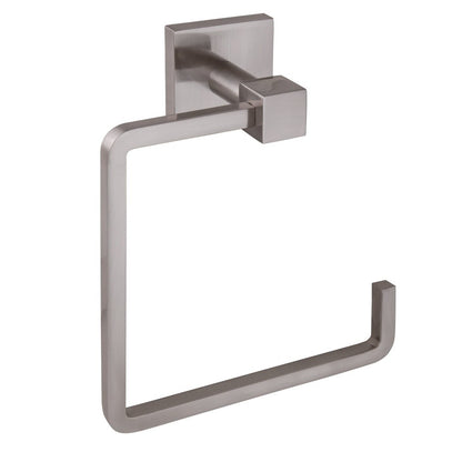 Modern Towel Ring Satin Nickel Finish Bathroom Kitchen Accessory Durable Metal Construction Easy Install Concealed Screws