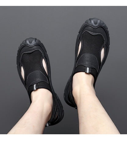 Outdoor Trendy Sandals Summer Mesh Hollow Casual Outerwear Shoes Men's Breathable Sports Shoes Beach Sandals New