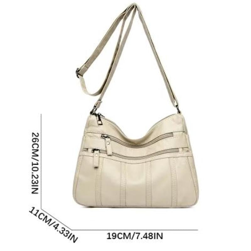 Fashion Soft Leather Crossbody Bags for Women 2025 Casual Female Multi Pocket Messenger Bags Retro Handbags Ladies Shoulder Bags