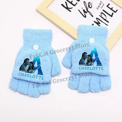 Luvas Avatar Fogo e Cinzas Disney para Menino Inverno com Capa Virada Luvas Crianças ao Ar Livre Quente Luva Fofa Acessórios de Roupa Infantil Presente