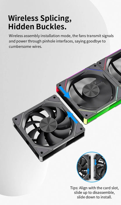 TEUCER JM-5 Case Fan 120mm 5V 3Pin ARGB Mirror Light Effect Cooling Fan PWM 800 to 2000RPM CD Texture Water Cooling Radiator Fan