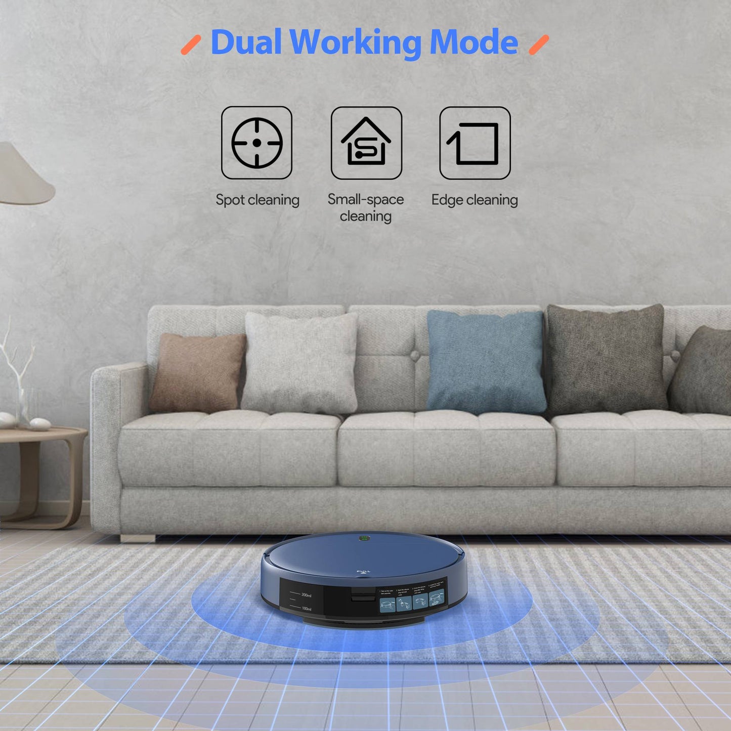 OMESER Blue Robot Vacuum and Mop Combo 2 in 1 Robot Mop and Vacuum 5000Pa Robotic Vacuum Cleaner Floor Carpet Washing Appliance