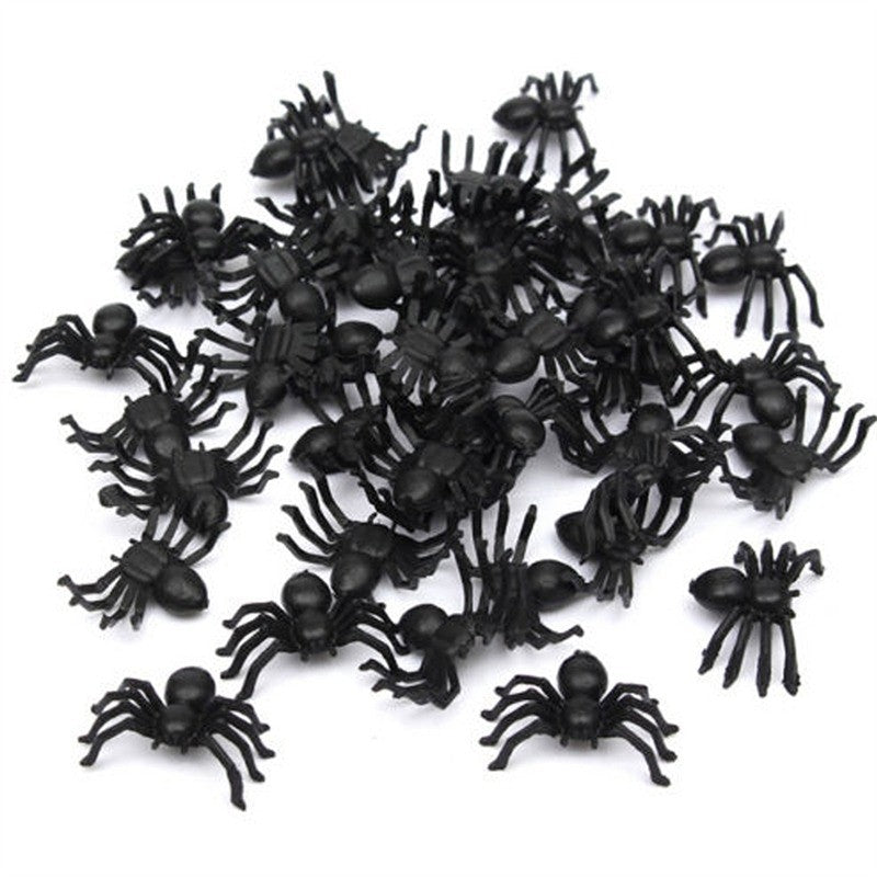 50Pcs Plastic Black Spider Trick Toys Halloween Haunted House Prop Decorations Christmas Children'S Day Gift 2025
