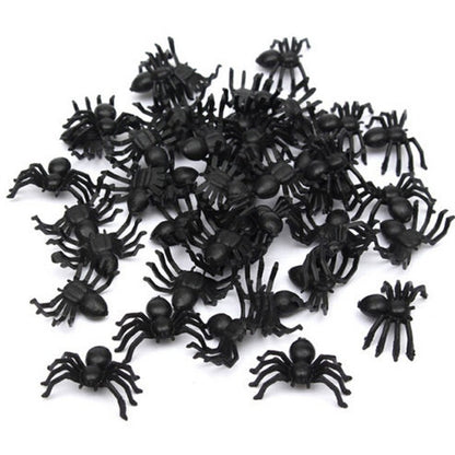 50Pcs Plastic Black Spider Trick Toys Halloween Haunted House Prop Decorations Christmas Children'S Day Gift 2025