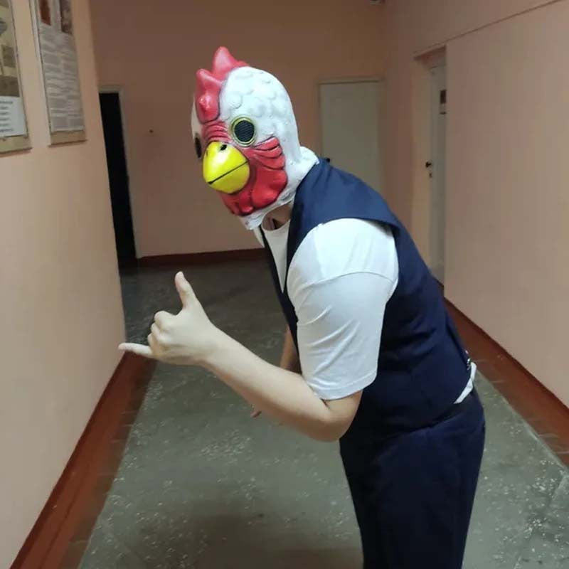 Hotline Miami Richard Rooster Mask, Cosplay Funny Animal Head Cover White Rooster Mask Halloween Party Prop Adult Latex Mask