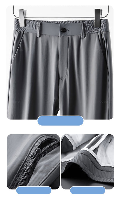 Spring Summer Men's Casual Pants Business Stretch Slim Fit Elastic Waist Jogger Korean Classic Thin Black Gray Trousers Male