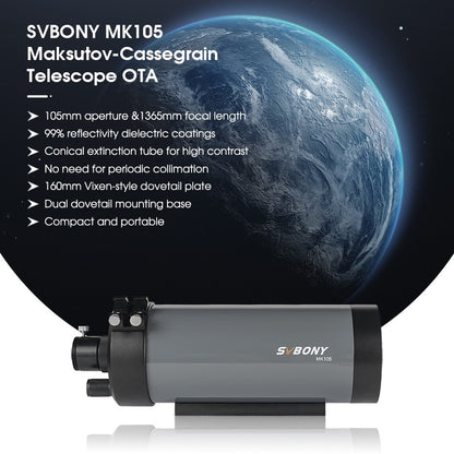 Telescópio Svbony MK105 OTA Portátil Design para Observações Lunares e Planetárias e Fotografia Maksutov Cassegrain MK105