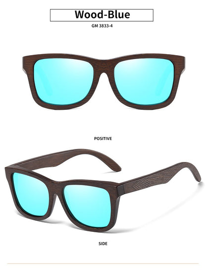 Óculos De Sol GM De Madeira De Bambu Natural Feitos À Mão Polarizados Lentes Com Revestimento Espelhado Com Caixa De Presente