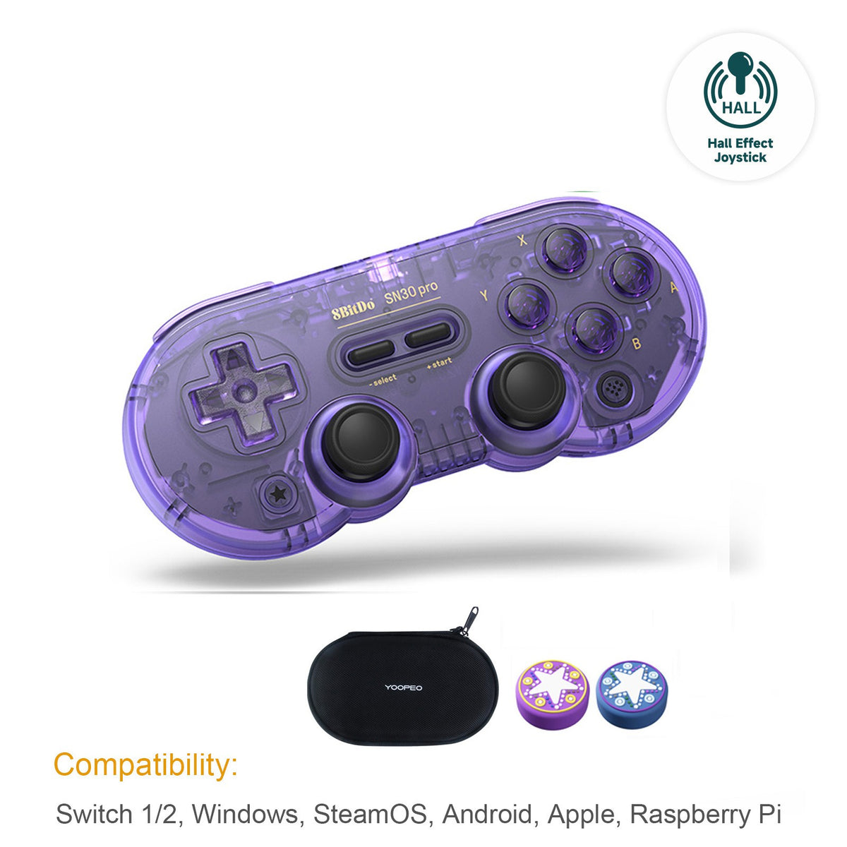 8Bitdo SN30 Pro Bluetooth Wireless Gaming Controller with Hall Effect for Switch 2 MacOS Android Raspberry Pi Windows Steam Deck