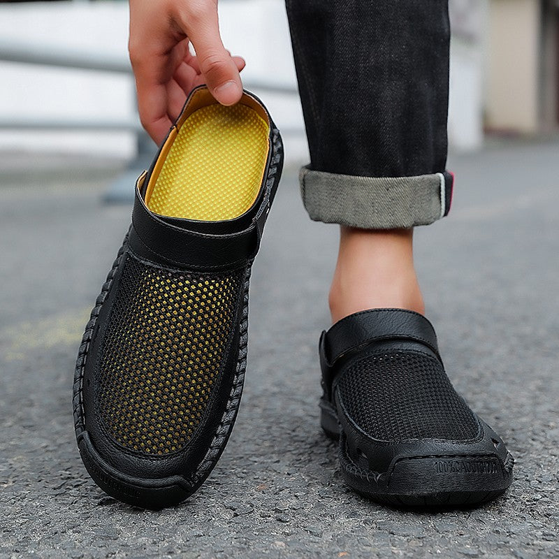 Soft Sole Male Simple Slippers Breathable Mens Summer Sneakers Casual Half Shoes Leisure Walk Half Drag Outdoor Non-Slip Sandals