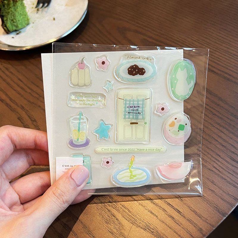 Korean INS-style Jelly Stickers Cute 3D Relief Decal Decorative Kawaii Stickers Mobile Phone Case DIY PC Waterproof Decals