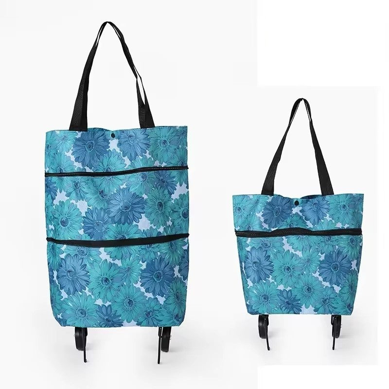 Folding Shopping Pull Cart Trolley Bag With Wheels Foldable Shopping Bag Reusable Grocery Bag Food Organizer Vegetables Bag